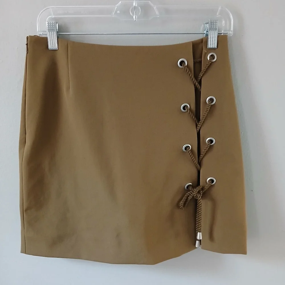 Rebecca Minkoff Women's Size 2 Stevia Mini Skort Olive Green Lace Up NWT $118!!!